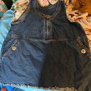 Denim Sleeveless Dress with Button Accents